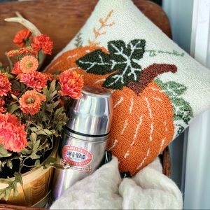 Orange hooked pumpkin accent pillow 14”x14”